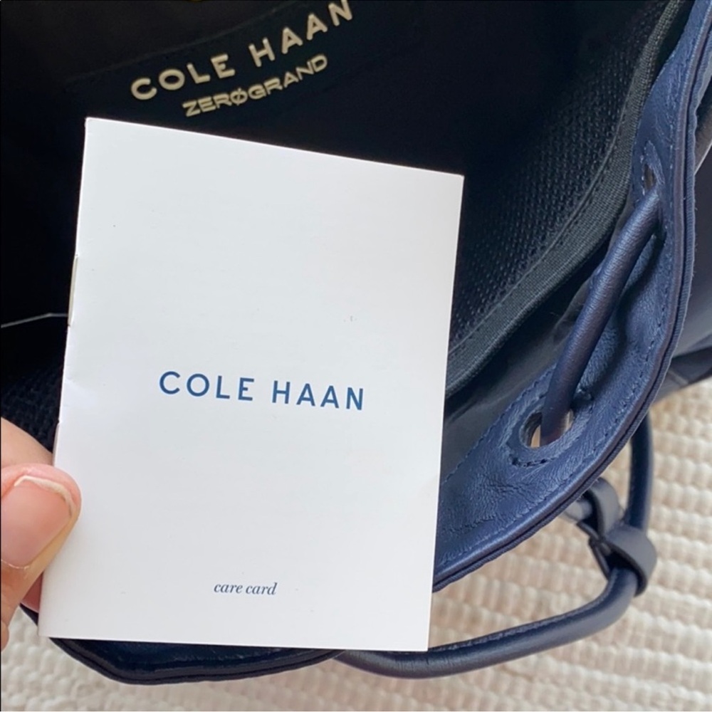 Cole Haan Zerogrand Nylon Backpack Navy Leather Trim Lightweight NWT - Picture 4 of 11
